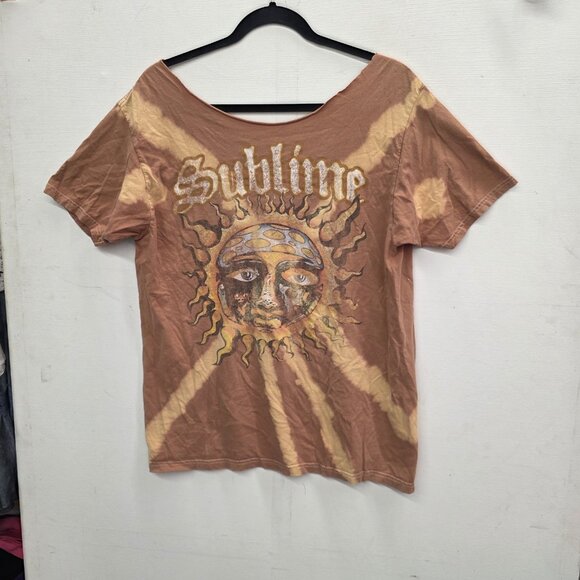 Sublime Shirt Large Brown Tie Dye Sun Logo Music Off Shoulder Short Sleeve - Picture 6 of 6